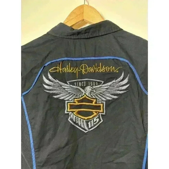 Harley-Davidson Black and Blue Women's Blouse - Picture 6 of 7
